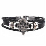 DGW Multilayer Bracelet Men Casual Fashion Braided Leather Bracelets For Women Wood Bead Bracelet Punk Rock Men Jewelry