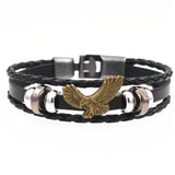 DGW Multilayer Bracelet Men Casual Fashion Braided Leather Bracelets For Women Wood Bead Bracelet Punk Rock Men Jewelry