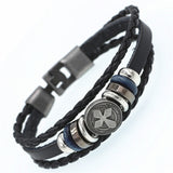 DGW Multilayer Bracelet Men Casual Fashion Braided Leather Bracelets For Women Wood Bead Bracelet Punk Rock Men Jewelry