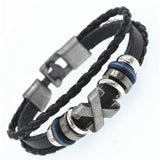 DGW Multilayer Bracelet Men Casual Fashion Braided Leather Bracelets For Women Wood Bead Bracelet Punk Rock Men Jewelry