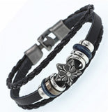 DGW Multilayer Bracelet Men Casual Fashion Braided Leather Bracelets For Women Wood Bead Bracelet Punk Rock Men Jewelry