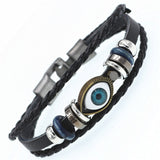 DGW Multilayer Bracelet Men Casual Fashion Braided Leather Bracelets For Women Wood Bead Bracelet Punk Rock Men Jewelry
