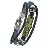 DGW Multilayer Bracelet Men Casual Fashion Braided Leather Bracelets For Women Wood Bead Bracelet Punk Rock Men Jewelry