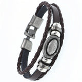 DGW Multilayer Bracelet Men Casual Fashion Braided Leather Bracelets For Women Wood Bead Bracelet Punk Rock Men Jewelry