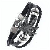 DGW Multilayer Bracelet Men Casual Fashion Braided Leather Bracelets For Women Wood Bead Bracelet Punk Rock Men Jewelry