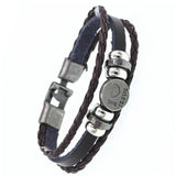 DGW Multilayer Bracelet Men Casual Fashion Braided Leather Bracelets For Women Wood Bead Bracelet Punk Rock Men Jewelry