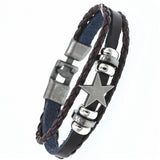 DGW Multilayer Bracelet Men Casual Fashion Braided Leather Bracelets For Women Wood Bead Bracelet Punk Rock Men Jewelry