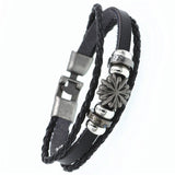 DGW Multilayer Bracelet Men Casual Fashion Braided Leather Bracelets For Women Wood Bead Bracelet Punk Rock Men Jewelry