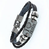 DGW Multilayer Bracelet Men Casual Fashion Braided Leather Bracelets For Women Wood Bead Bracelet Punk Rock Men Jewelry