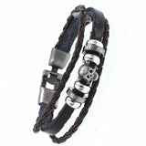 DGW Multilayer Bracelet Men Casual Fashion Braided Leather Bracelets For Women Wood Bead Bracelet Punk Rock Men Jewelry