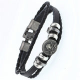 DGW Multilayer Bracelet Men Casual Fashion Braided Leather Bracelets For Women Wood Bead Bracelet Punk Rock Men Jewelry