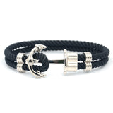 Men Anchor Bracelet  Made of Nylon in Navy Blue und Anchor Made of Brass