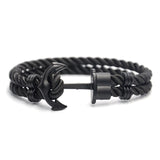 Men Anchor Bracelet  Made of Nylon in Navy Blue und Anchor Made of Brass