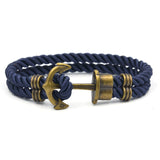 Men Anchor Bracelet  Made of Nylon in Navy Blue und Anchor Made of Brass
