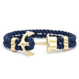 Men Anchor Bracelet  Made of Nylon in Navy Blue und Anchor Made of Brass