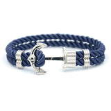 Men Anchor Bracelet  Made of Nylon in Navy Blue und Anchor Made of Brass