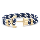 Men Anchor Bracelet  Made of Nylon in Navy Blue und Anchor Made of Brass