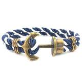 Men Anchor Bracelet  Made of Nylon in Navy Blue und Anchor Made of Brass
