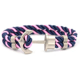 Men Anchor Bracelet  Made of Nylon in Navy Blue und Anchor Made of Brass