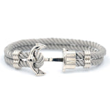 Men Anchor Bracelet  Made of Nylon in Navy Blue und Anchor Made of Brass