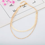 SUMENG 2020 New Fashion Chain Choker Two Layers Necklaces Fishbone Airplane Shape Gold Color Necklace Flat Chain jewelry