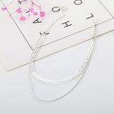 SUMENG 2020 New Fashion Chain Choker Two Layers Necklaces Fishbone Airplane Shape Gold Color Necklace Flat Chain jewelry