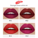 New Type 4pcs Cigarette Shape Lipstick Matte Waterproof Matt Long-lasting Smoke Tube lipstick Velvet Red Lip Tint Makeup TSLM1