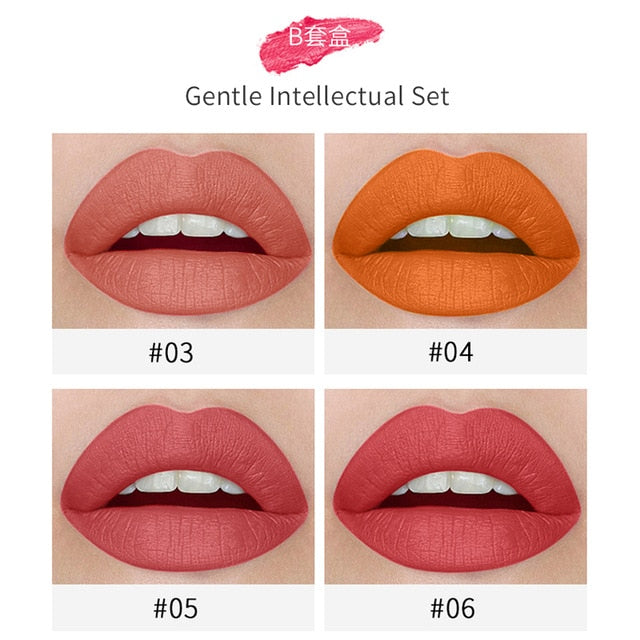New Type 4pcs Cigarette Shape Lipstick Matte Waterproof Matt Long-lasting Smoke Tube lipstick Velvet Red Lip Tint Makeup TSLM1