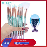 Makeup Brushes Kit Natural Tool Mermai Pencil Cosmetics Foundation Artist Mermaid Highlighter Face Set Of Bronzer Eyeshadow Lip