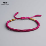 AMIU 41 Colors Tibetan Buddhist Love Lucky Charm Tibetan Bracelets & Bangles For Women Men Handmade Knots Rope Budda Bracelet