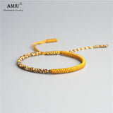 AMIU 41 Colors Tibetan Buddhist Love Lucky Charm Tibetan Bracelets & Bangles For Women Men Handmade Knots Rope Budda Bracelet
