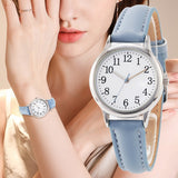Japan Quartz Movement Arabic Numbers Easy Reading Leather Straps Lady Women Watch Candy Color Simple Dial
