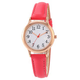 Japan Quartz Movement Arabic Numbers Easy Reading Leather Straps Lady Women Watch Candy Color Simple Dial