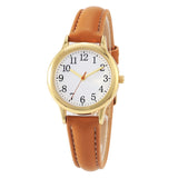 Japan Quartz Movement Arabic Numbers Easy Reading Leather Straps Lady Women Watch Candy Color Simple Dial