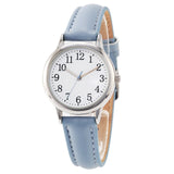 Japan Quartz Movement Arabic Numbers Easy Reading Leather Straps Lady Women Watch Candy Color Simple Dial