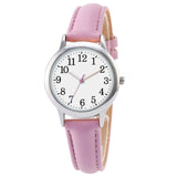 Japan Quartz Movement Arabic Numbers Easy Reading Leather Straps Lady Women Watch Candy Color Simple Dial