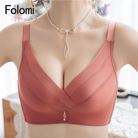 Sexy Push Up lingerie Wire Free Bras for Women Wide Straps Underwear