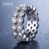 ZAKOL Fashion Luxury Multicolor Charm AAA Baguette Cubic Zirconia Wedding Rings for Women T Shape Stone Party Jewelry FSRP252