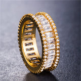 ZAKOL Fashion Luxury Multicolor Charm AAA Baguette Cubic Zirconia Wedding Rings for Women T Shape Stone Party Jewelry FSRP252