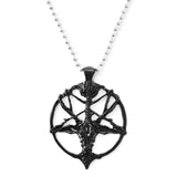 Fashion Vintage Women Men Pentagram Pan God Skull Goat Head Pendant Chain Necklace Jewelry