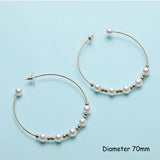 Women Elegant White/Black Simulated Pearls Statement Earrings Big Small Circle Round Metal Gold Hoop Earrings Nightclub Jewelry