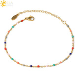 CSJA Luxury Stainless Steel Bracelets for Woman Golden Color Link Chain Beads Ladies Bracelet Femme 2020 Jewelry Pulseira S570
