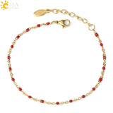 CSJA Luxury Stainless Steel Bracelets for Woman Golden Color Link Chain Beads Ladies Bracelet Femme 2020 Jewelry Pulseira S570