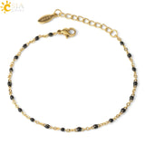 CSJA Luxury Stainless Steel Bracelets for Woman Golden Color Link Chain Beads Ladies Bracelet Femme 2020 Jewelry Pulseira S570