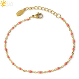 CSJA Luxury Stainless Steel Bracelets for Woman Golden Color Link Chain Beads Ladies Bracelet Femme 2020 Jewelry Pulseira S570