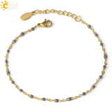 CSJA Luxury Stainless Steel Bracelets for Woman Golden Color Link Chain Beads Ladies Bracelet Femme 2020 Jewelry Pulseira S570