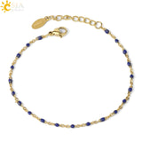 CSJA Luxury Stainless Steel Bracelets for Woman Golden Color Link Chain Beads Ladies Bracelet Femme 2020 Jewelry Pulseira S570