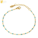 CSJA Luxury Stainless Steel Bracelets for Woman Golden Color Link Chain Beads Ladies Bracelet Femme 2020 Jewelry Pulseira S570