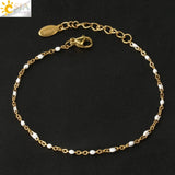 CSJA Luxury Stainless Steel Bracelets for Woman Golden Color Link Chain Beads Ladies Bracelet Femme 2020 Jewelry Pulseira S570