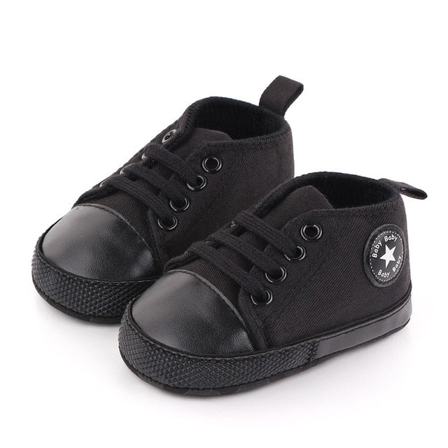 Baby Canvas Classic Sports Sneakers Newborn Baby Boys Girls Print Star First Walkers Shoes Infant Toddler Anti-slip Baby Shoes